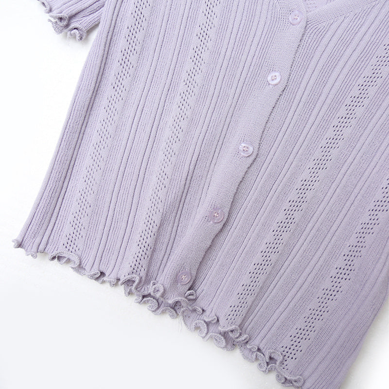 Retro ice silk hollow knit sweater