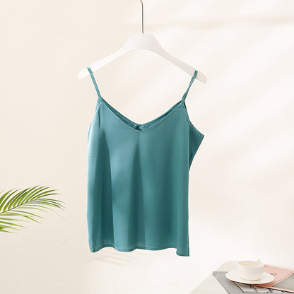 Super soft solid color satin silk camisole
