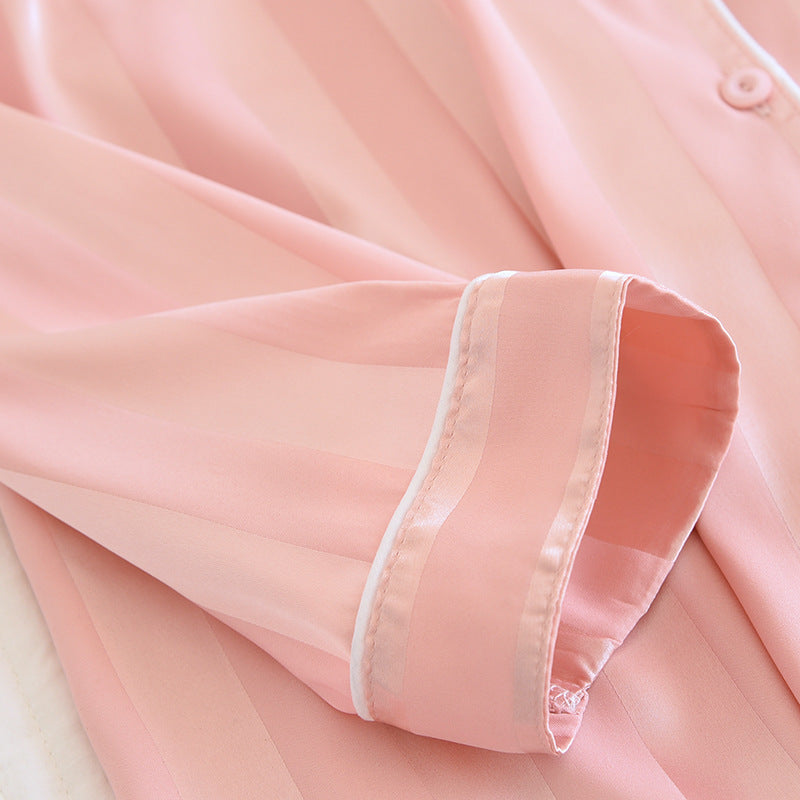 Men's Long Sleeve Silk Pajamas Ice Silk Home Wear Thin Suit