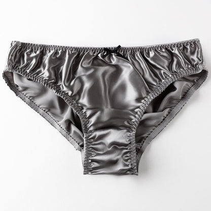 Women's Simple Small Bowknot Solid Color Silk Briefs