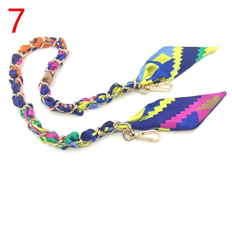 Silk Scarf Metal Chain Strap Short Shoulder
