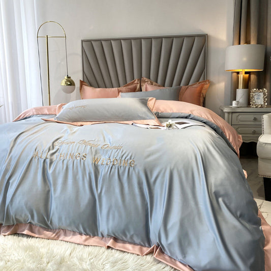 Sleeping Naked Silk Bed Four-piece Ice Silk Smooth