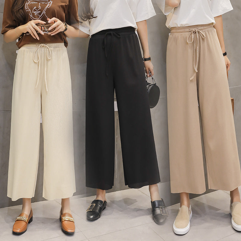 Ice silk high waist wide leg pants