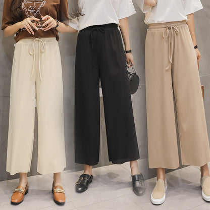 Ice silk high waist wide leg pants