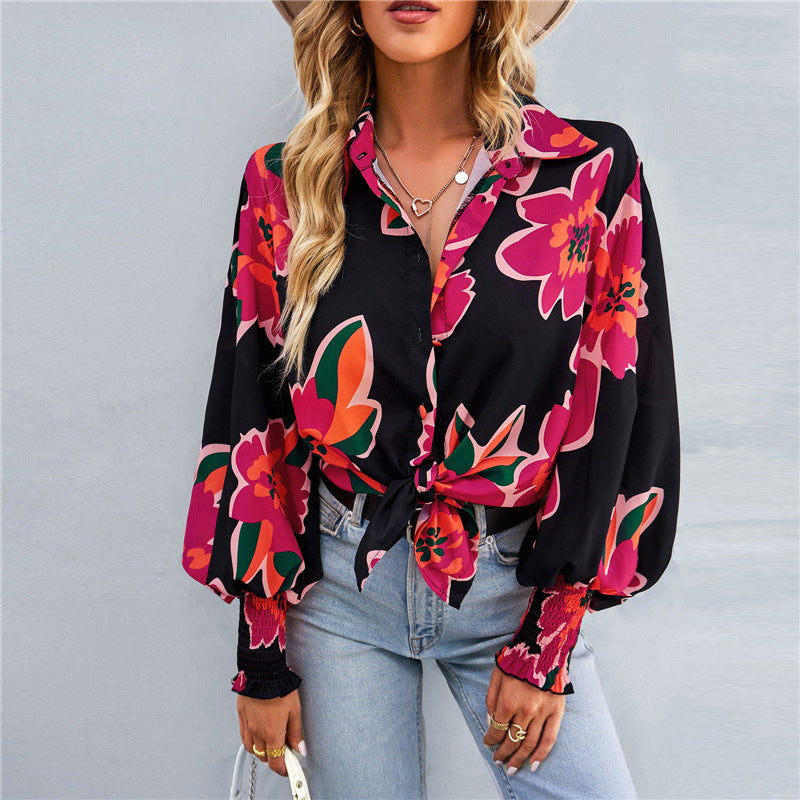 Lunaria Print Lantern Blouse