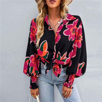 Lunaria Print Lantern Blouse