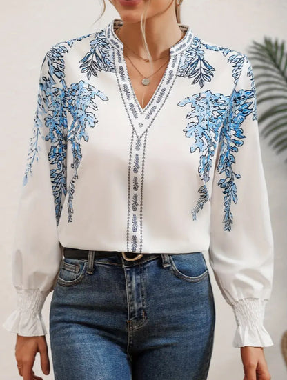 Petal Raye Ruffle Sleeve Blouse
