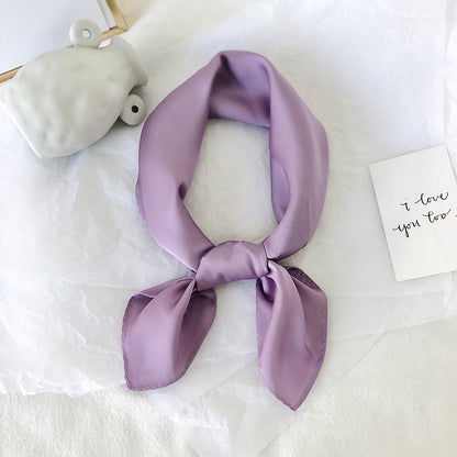 Pure color ladies tie wrap silk scarf