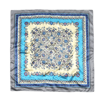 Printed Artificial Silk Square Scarf 90cm Versatile Fashion Headscarf