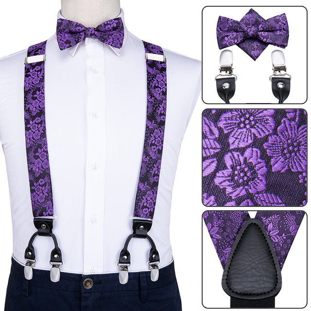 Luxury Silk Men's Sling Leather Metal 6-clip Bra