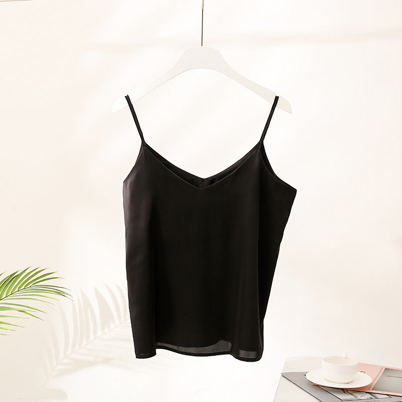 Super soft solid color satin silk camisole