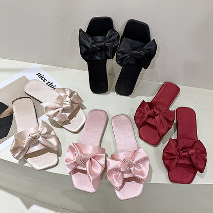 Women's Fashion Solid Color Silk Bow Shoes