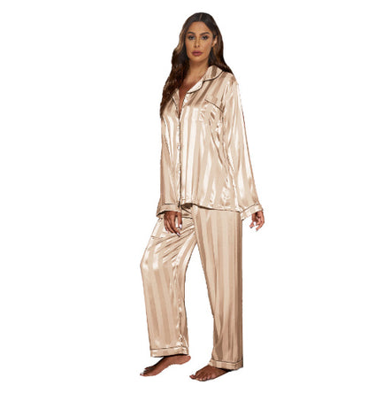Imitated Silk Pajamas Women's Ice Silk Long Sleeve Loose Homewear
