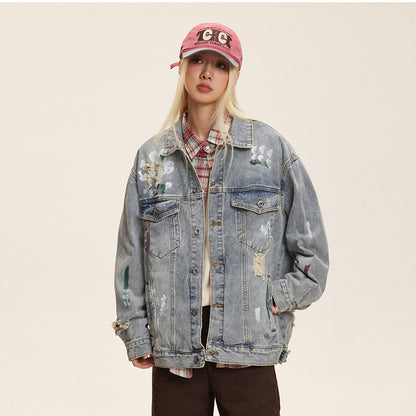 UrbanGraff Ripped Denim Jacket