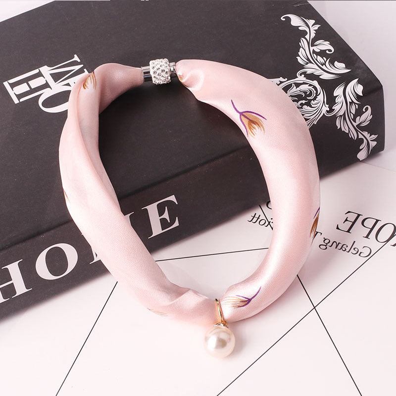 Women's Fashion Print Embellished Silk Scarf