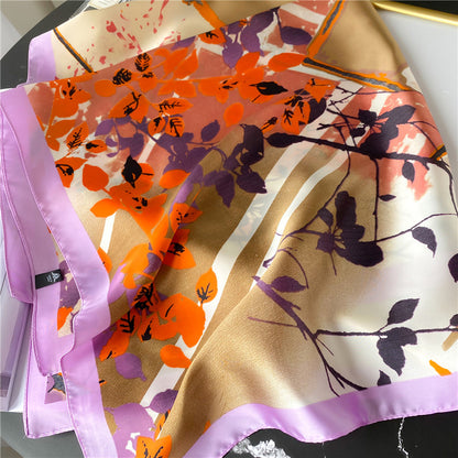 70x70cm leaf pattern silk scarf