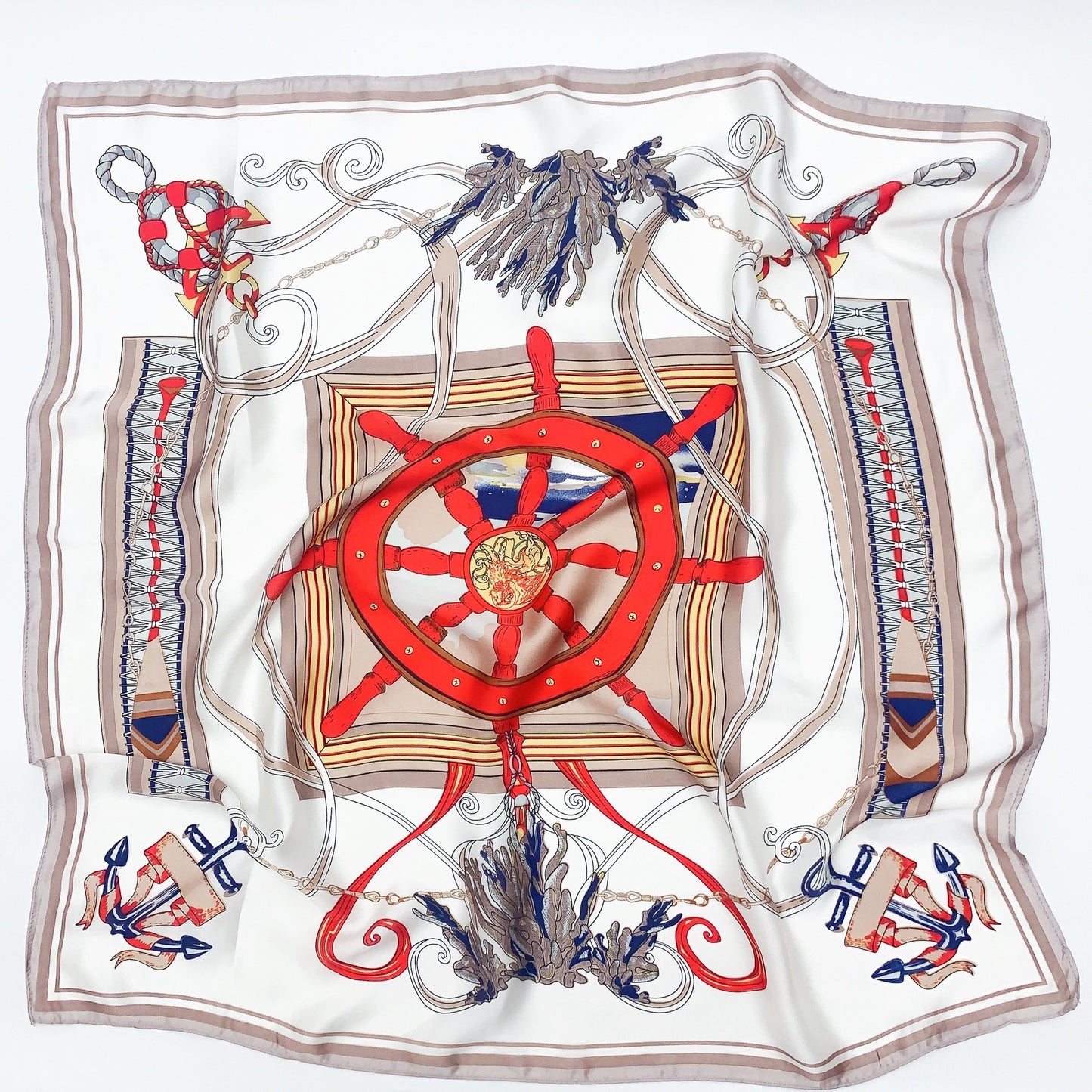 Sun shading printed silk scarf
