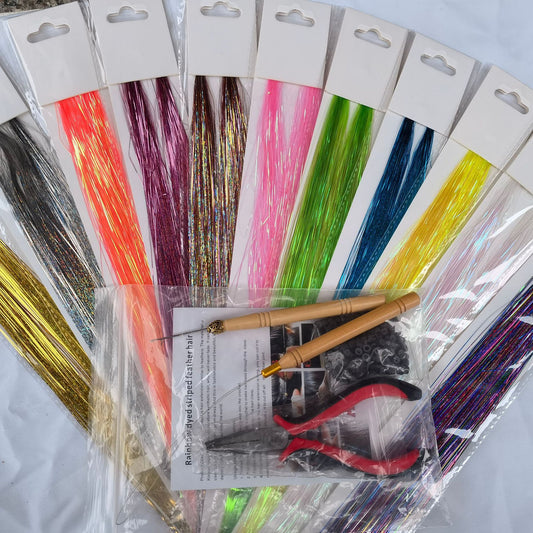 Colorful Silk Pet Silk Color Wig Set Suit