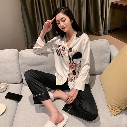 Two-piece Ice Silk Pajamas Ins Style High-end Home Wear