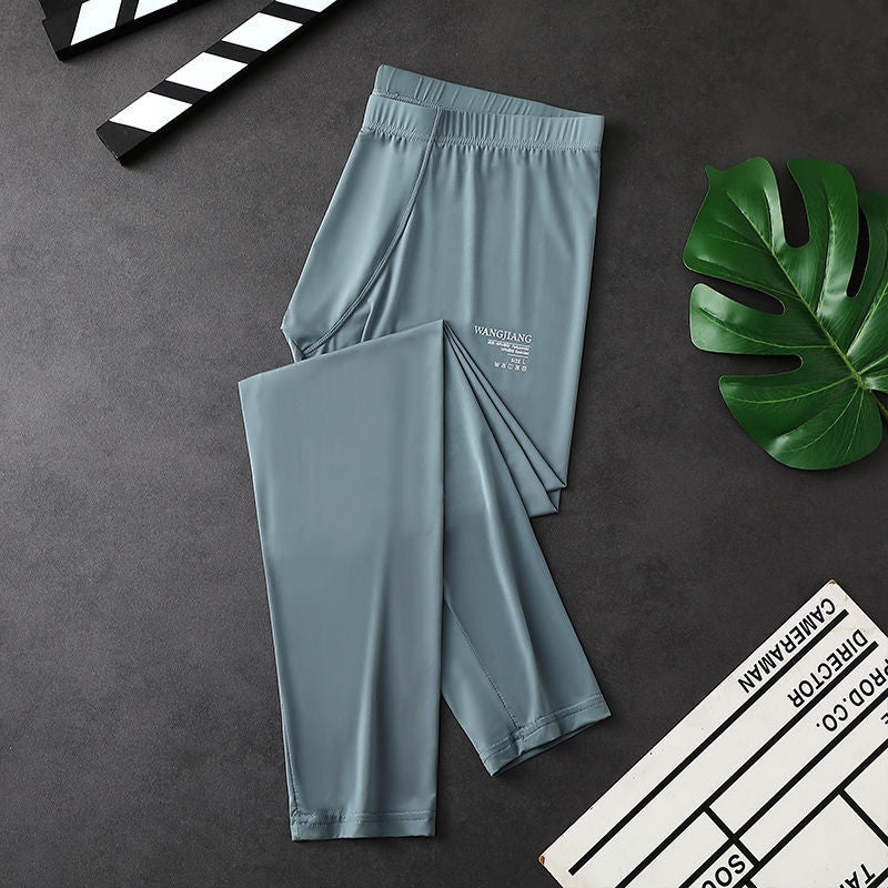 Ice Silk Men's Thin Skinny Compression Pants