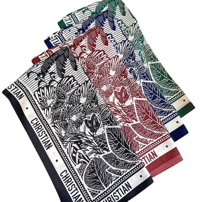 Decorative Lengthened Women's Geometric Pattern Plain Printed Silk Scarf