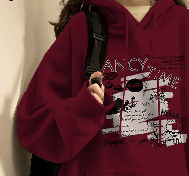 Hoodie Women Autumn And Winter Fashion Fashion Plus Cashmere Is Slimming Shoulders