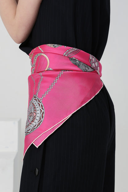 Screen Print Fuschia Silk Scarf