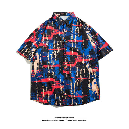 Hawaiian Ice Silk Short Sleeve Shirt Men