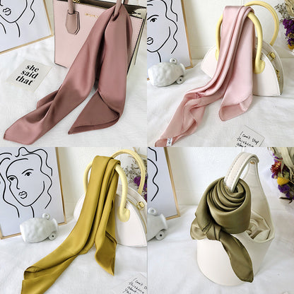 Pure color ladies tie wrap silk scarf