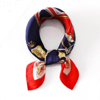 Silk Scarf Women's Spring And Summer New Fashion Professional All-match Printing Satin Silk Small Square Scarf Soft Scarf