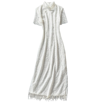 Bead Curtain Tassel Silk Flower Mid-length Improved Dress