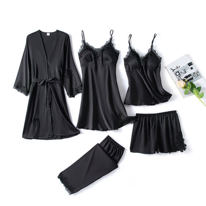 Summer Ice Silk Ladies Nightgown With Chest Pad