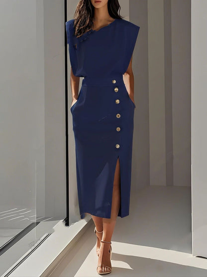 Solmira MetalSplit Midi Dress