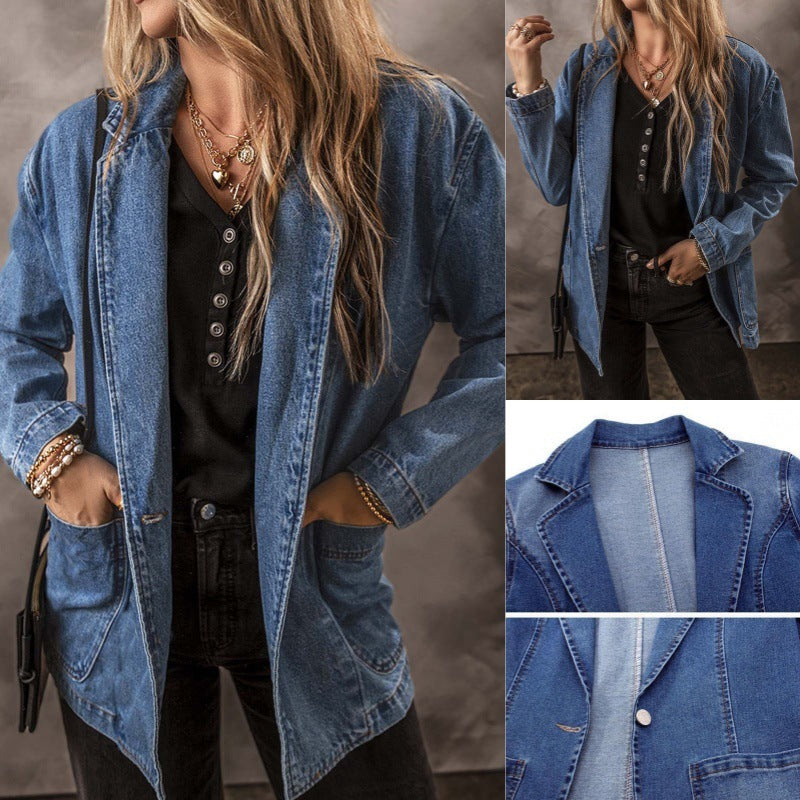 DenimChic Suit Collar Jacket
