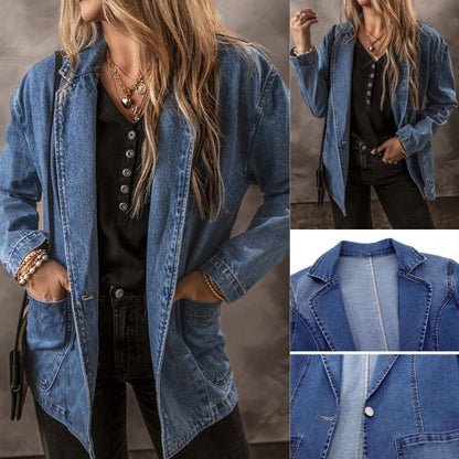 DenimChic Suit Collar Jacket
