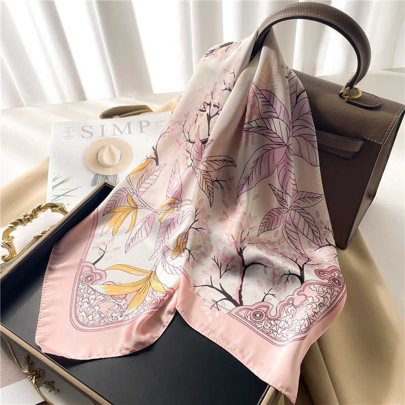 Silk Square Scarf Women's Neck Warmer Women's Hair Band
