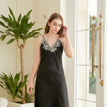 Women's Silk Lace Sexy V-neck Nightdress