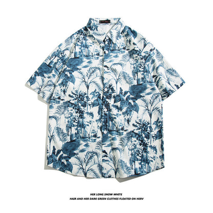 Fashionable Hawaiian Ice Silk Inch Shirt Man