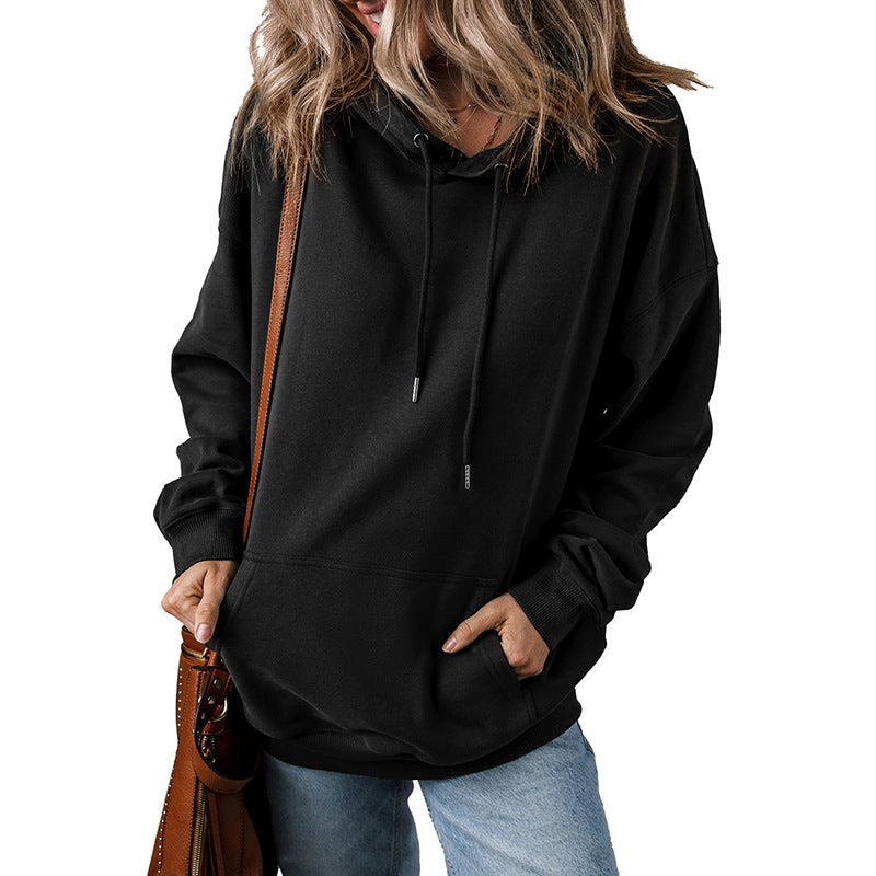 EaseFit Solid Drawstring Hoodie