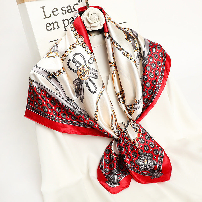Real Shot Silk Factory Wholesale Artificial Silk Satin Square 90x90cm Scarf