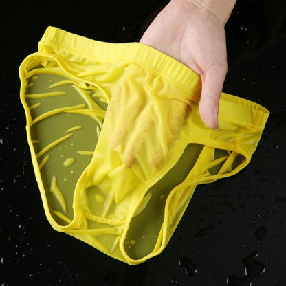 Simple Solid Color Men's Seamless Ice Silk Transparent Shorts
