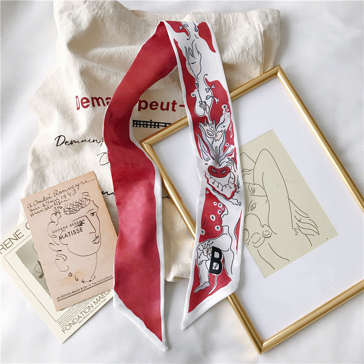 Handle Small Silk Scarf Headband Ribbon Scarf