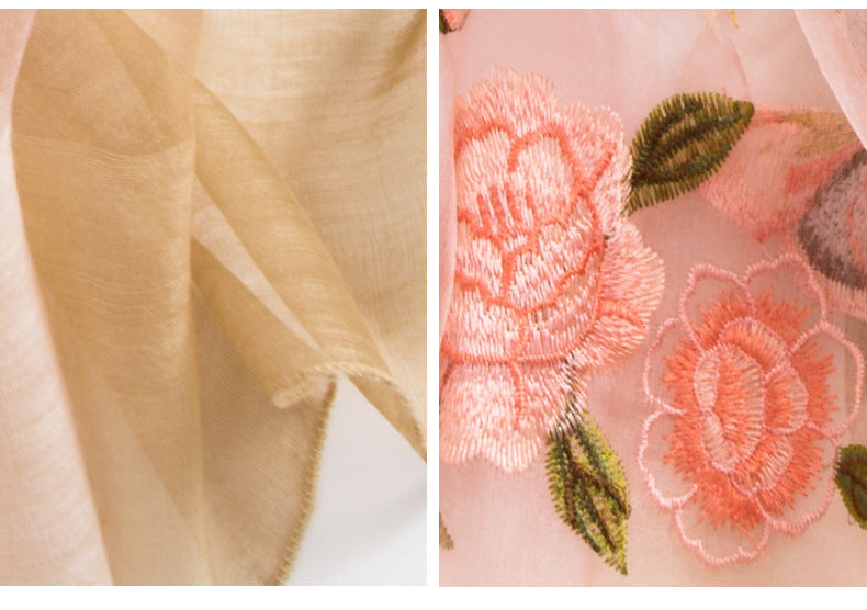 Silk scarf with wild embroidery in spring