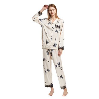 Women's Fashion Indoor Cool Feeling Ice Silk Pajamas Set
