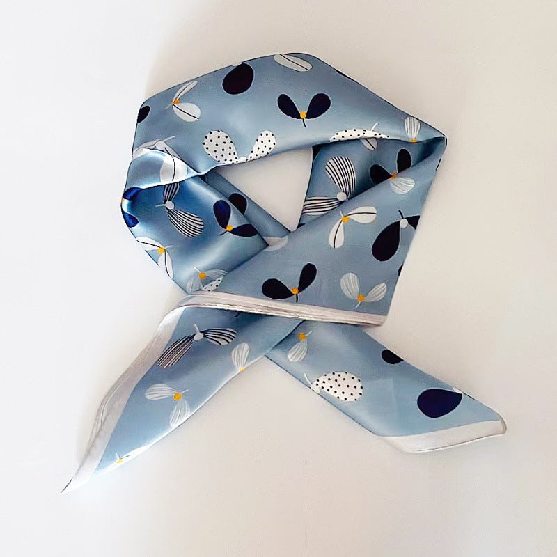 Silk Scarf Women's Spring And Summer New Fashion Professional All-match Printing Satin Silk Small Square Scarf Soft Scarf
