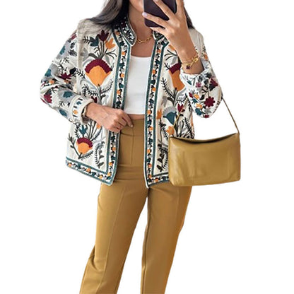Artistry Round Neck Print Coat