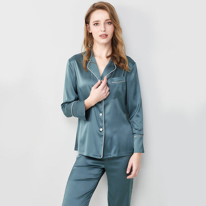New Ice Silk Pajamas Women's Silk Long-sleeved Homewear Suit