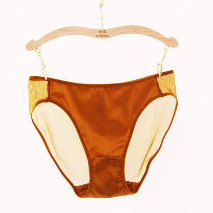 Knitted Mid-waist Silk Satin Mesh Mulberry Silk Underwear