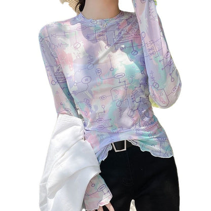 Summer Ice Silk Sunscreen Mesh Bottoming Shirt