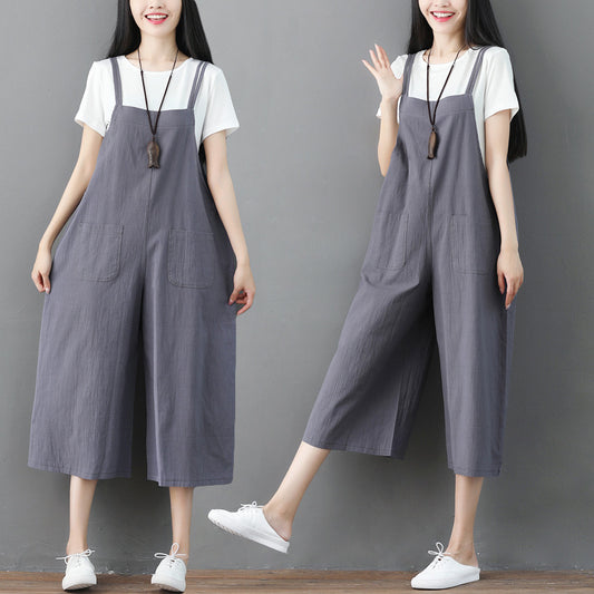 LunaBreeze™ Linen Suspender Jumpsuit